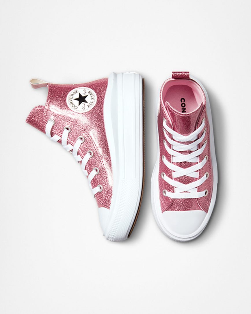 Dívčí Boty Na Platformy Converse Chuck Taylor All Star Move Glitter Vysoké Růžové Fialové Bílé | CZ NXMV40